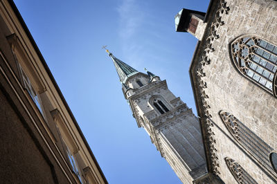 Gothic church, architectural details in salzburg, austria