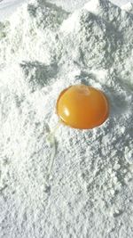 Close-up high angle view of egg yolk