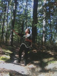 Man with dog in forest