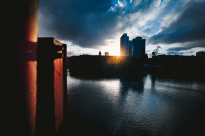 View of city at sunset