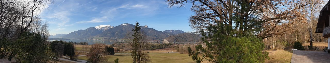 Panoramic view of landscape and mountains against sky