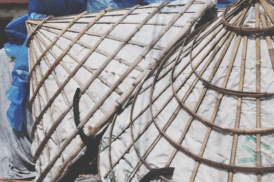 High angle view of fishing net