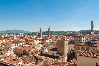 Elevated view of florence cityscape with red-tile rooftops. florence, italy