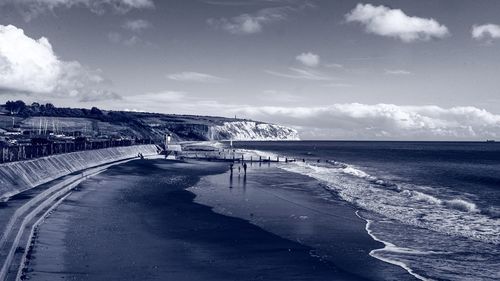 Scenic view of beach against sky