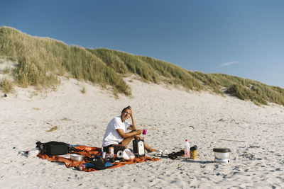 Woman relaxing on beach