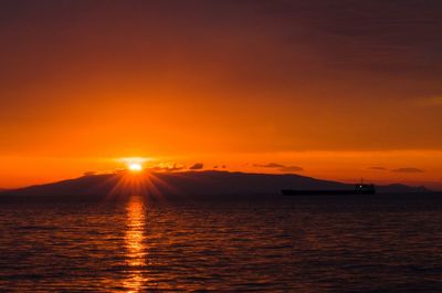 Scenic view of sea during sunset