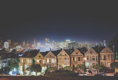 View of illuminated cityscape at night