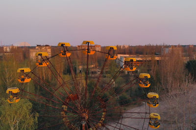 High angle view of plants against clear sky during sunset