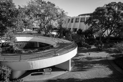 Road by buildings in city against sky