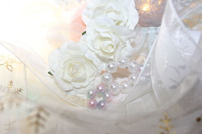 Close-up of white rose bouquet