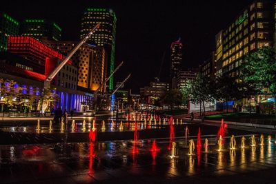 View of illuminated city at night