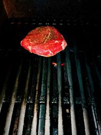 Close-up of meat on barbecue grill