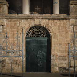 Closed door of old building