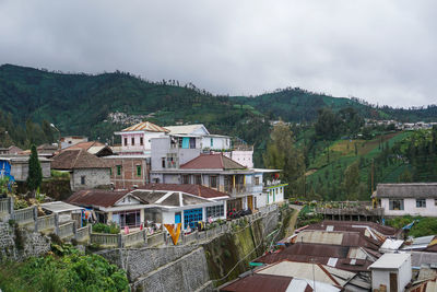 High angle view of townscape against sky