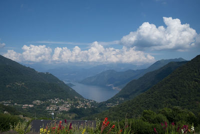 Scenic view of mountains against sky