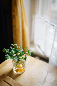 Flower vase on table