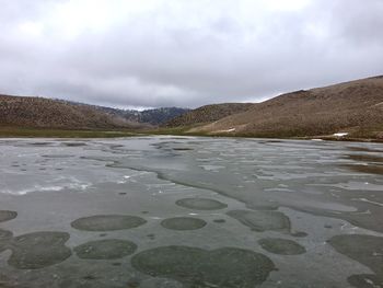 Scenic view of lake against sky