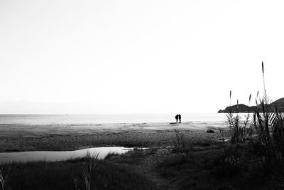 Scenic view of sea against clear sky