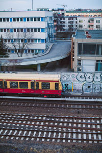 Train on railroad station platform