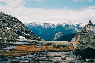 Scenic view of mountains against sky