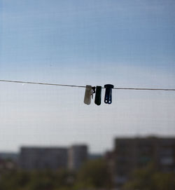 Low angle view of clothes hanging on clothesline