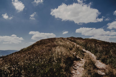 Low angle view of trail against sky