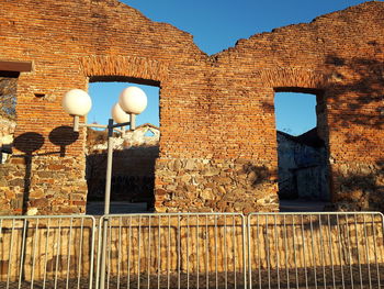 Low angle view of building against clear sky