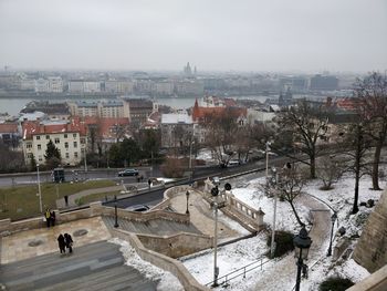 High angle view of cityscape against sky