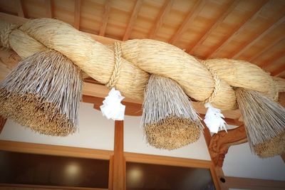 Low angle view of decorations hanging