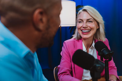 Close-up of man holding microphone