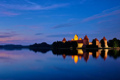Reflection of buildings in lake