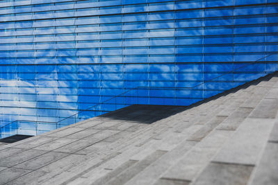 Reflection of building on glass