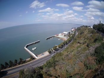 High angle view of beach against sky