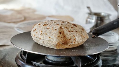 Close-up of bread in plate