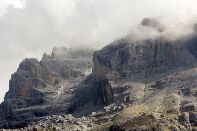 View of mountain range against cloudy sky