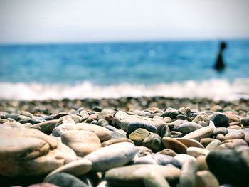 Surface level of pebbles on beach