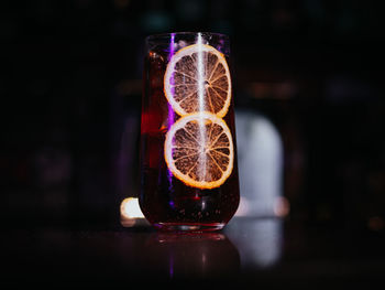 Close-up of wine glass on table