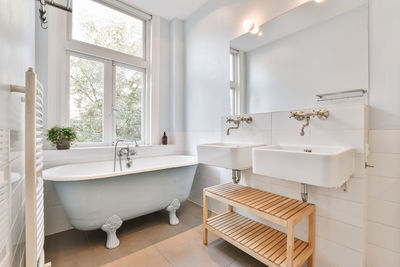 View of modern bathroom in house