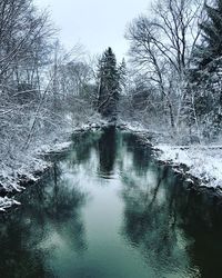 Scenic view of snow covered land against sky