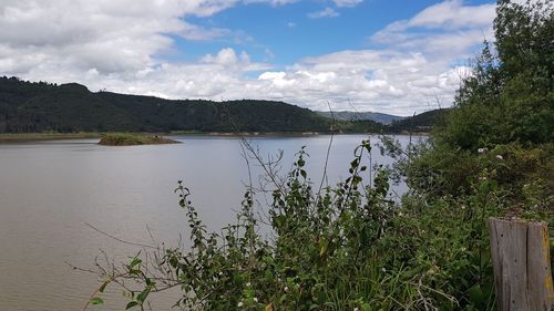 Scenic view of lake against sky