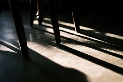 High angle view of sunlight falling on table