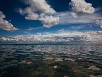 Scenic view of sea against cloudy sky