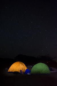 Tent against sky at night