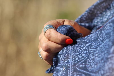 Close-up of woman holding hand