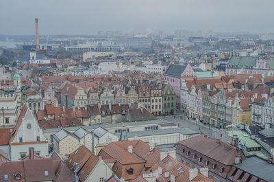 High angle view of townscape against sky