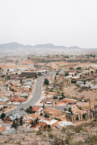 High angle view of buildings in city