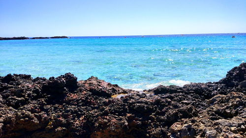 Scenic view of sea against clear sky