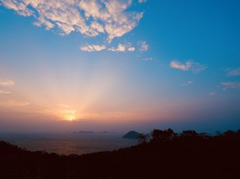 Scenic view of silhouette landscape against sky during sunset