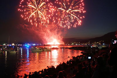 Firework display at night