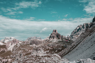 Scenic view of rocky mountains against sky